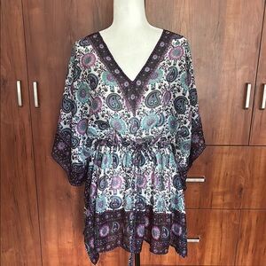 Paisley V-Neck Swim Cover Up